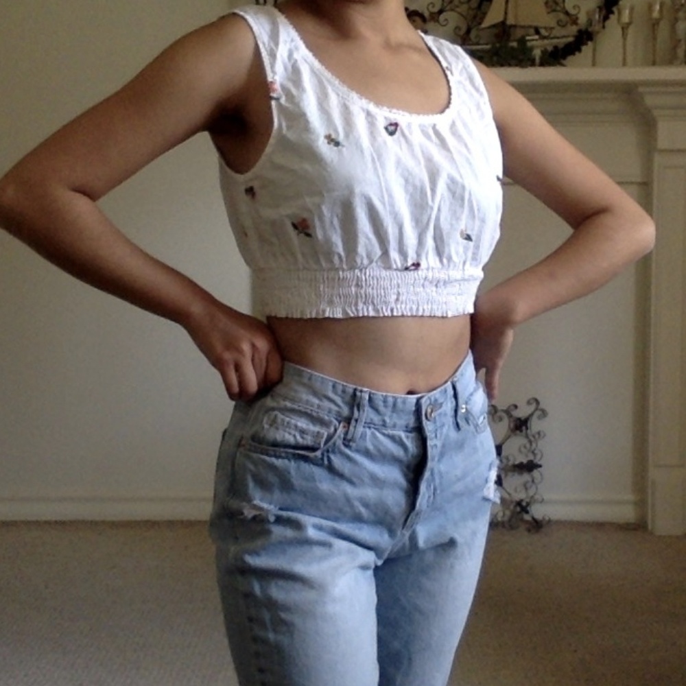 KENDALL AND KYLIE Embroidered Crop Top